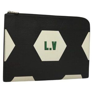 LOUIS VUITTON Epi Pochette Jules GM Clutch Bag Black White M63295 LV Auth 133695